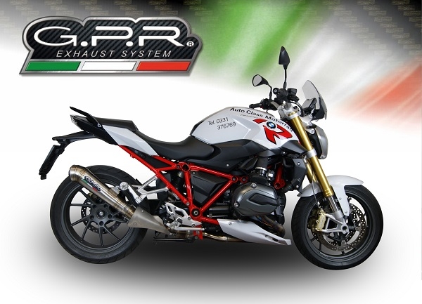 Pot echappement compatible avec Bmw R 1200 R Lc 2017-2019, Powercone Evo, Échappement légal, homologué,silencieux avec db killer amovible et tuyau de liaison spécifique 