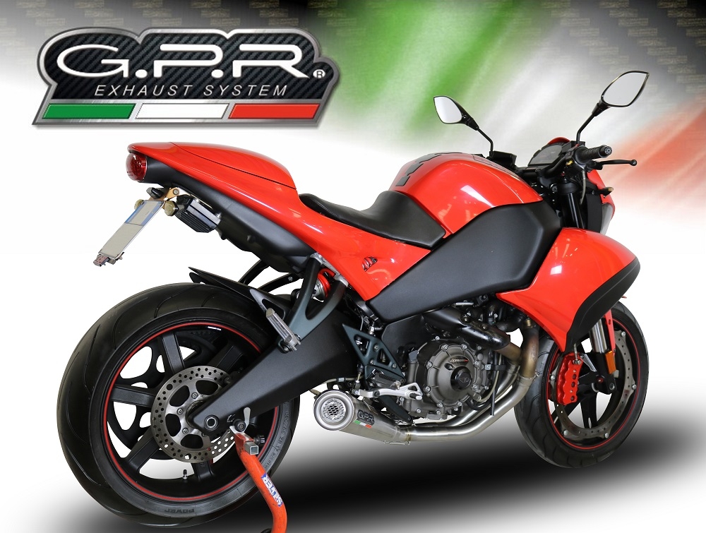 Pot echappement compatible avec Buell 1125 R -CR 2005-2009, Powercone Evo, Pot échappement homologué et légal, silencieux avec mi-collecteur y db killer amovible 