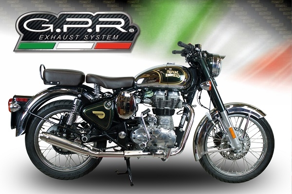 Pot echappement compatible avec Royal Enfield Classic - Bullet Efi 500 2017-2020, Deeptone Inox, Pot Échappement slip-on homologué, légal, avec db killer amovible, tuyau de liaison et catalyseur 