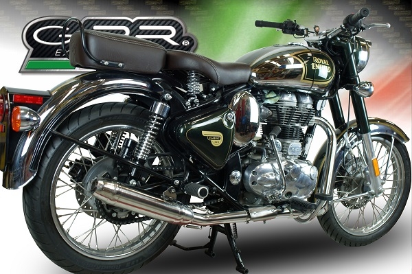 Pot echappement compatible avec Royal Enfield Classic - Bullet Efi 500 2017-2020, Deeptone Inox, Pot Échappement slip-on homologué, légal, avec db killer amovible, tuyau de liaison et catalyseur 
