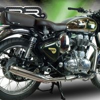Pot echappement compatible avec Royal Enfield Classic - Bullet Efi 500 2017-2020, Deeptone Inox, Pot Échappement slip-on homologué, légal, avec db killer amovible, tuyau de liaison et catalyseur 