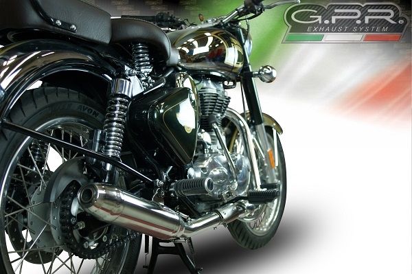 Pot echappement compatible avec Royal Enfield Classic - Bullet Efi 500 2017-2020, Deeptone Inox, Pot Échappement slip-on homologué, légal, avec db killer amovible, tuyau de liaison et catalyseur 