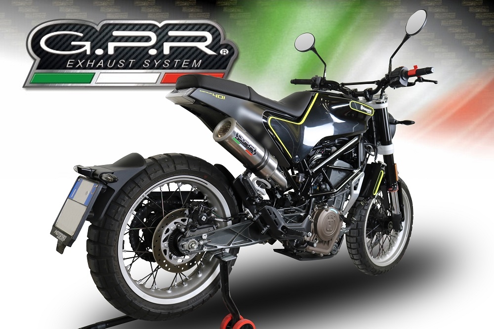 Pot echappement compatible avec Husqvarna Svartpilen 401 2018-2019, M3 Inox , Pot échappement homologué et légal, silencieux avec mi-collecteur, db killer amovible et catalyseur 