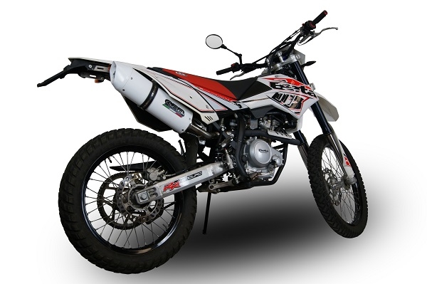 Pot echappement compatible avec Beta RR 125 Enduro Lc 4t 2010-2018, Albus Ceramic, Échappement légal, homologué,silencieux avec db killer amovible et tuyau de liaison spécifique 