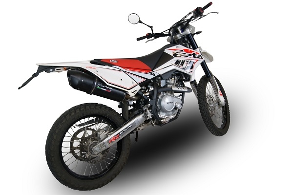 Pot echappement compatible avec Beta RR 125 Enduro Lc 4t 2010-2018, Furore Poppy, Échappement légal, homologué,silencieux avec db killer amovible et tuyau de liaison spécifique 