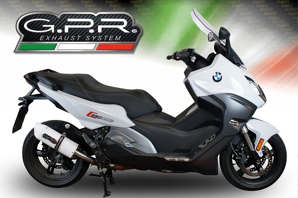 Pot echappement compatible avec Bmw C 650 Sport 2016-2020, Albus Evo4, Échappement légal, homologué,silencieux avec db killer amovible et tuyau de liaison spécifique 