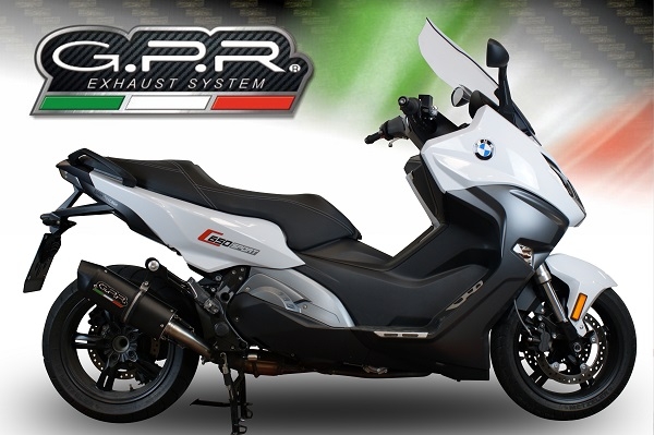 Pot echappement compatible avec Bmw C 650 Sport 2016-2020, Furore Evo4 Nero, Échappement légal, homologué,silencieux avec db killer amovible et tuyau de liaison spécifique 