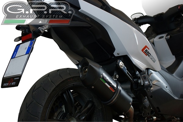 Pot echappement compatible avec Bmw C 650 Sport 2016-2020, Furore Evo4 Nero, Échappement légal, homologué,silencieux avec db killer amovible et tuyau de liaison spécifique 