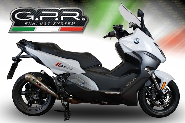 Pot echappement compatible avec Bmw C 650 Sport 2016-2020, Powercone Evo, Échappement légal, homologué,silencieux avec db killer amovible et tuyau de liaison spécifique 