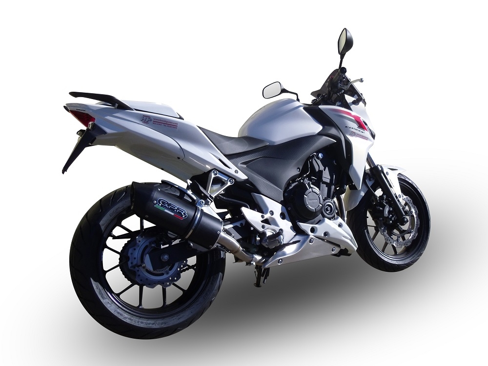 Pot echappement compatible avec Honda Cb 400 F 2013-2015, Furore Nero, Échappement légal, homologué,silencieux avec db killer amovible et tuyau de liaison spécifique 