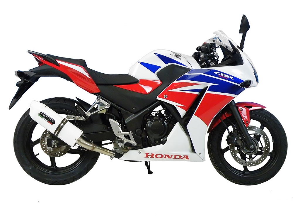 Pot echappement compatible avec Honda Cbr 300 R 2014-2016, Albus Ceramic, Échappement légal, homologué,silencieux avec catalyseur, db killer amovible et tuyau de liaison spécifique 