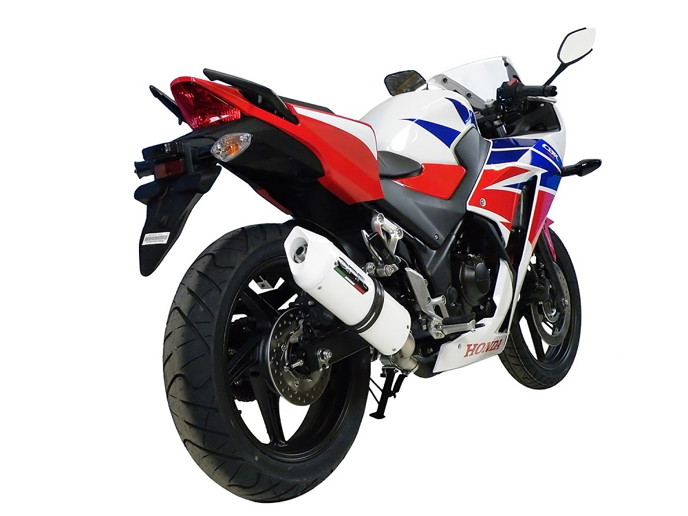 Pot echappement compatible avec Honda Cbr 300 R 2014-2016, Albus Ceramic, Échappement légal, homologué,silencieux avec catalyseur, db killer amovible et tuyau de liaison spécifique 