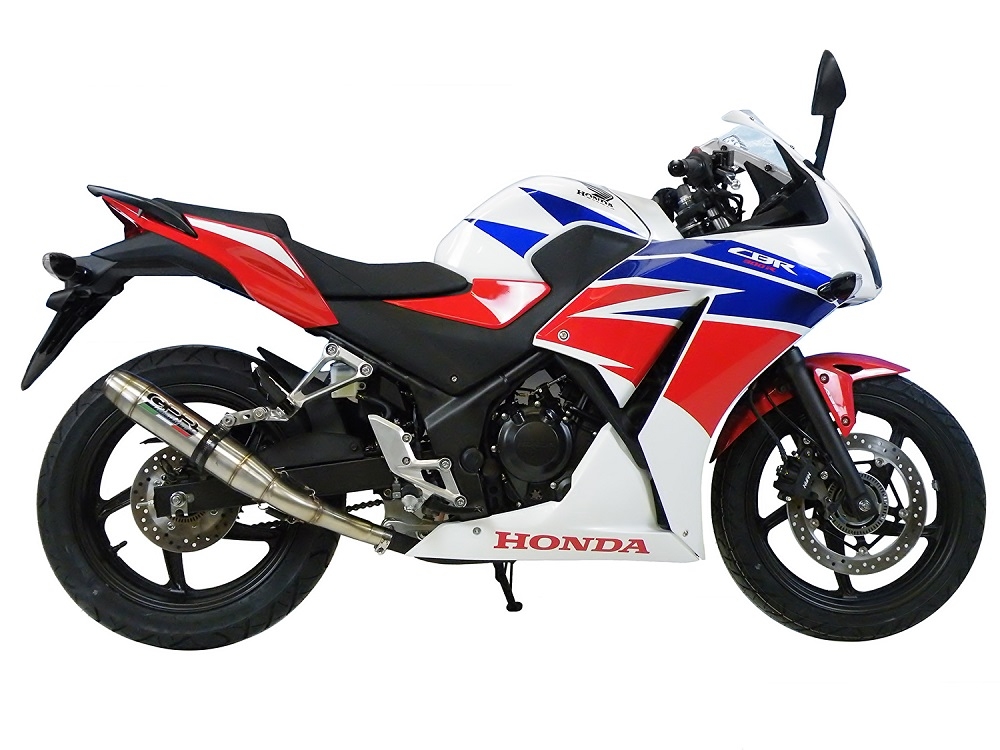 Pot echappement compatible avec Honda Cbr 300 R 2014-2016, Deeptone Inox, Échappement légal, homologué,silencieux avec db killer amovible et tuyau de liaison spécifique 