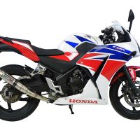 Pot echappement compatible avec Honda Cbr 300 R 2014-2016, Deeptone Inox, Échappement légal, homologué,silencieux avec db killer amovible et tuyau de liaison spécifique 
