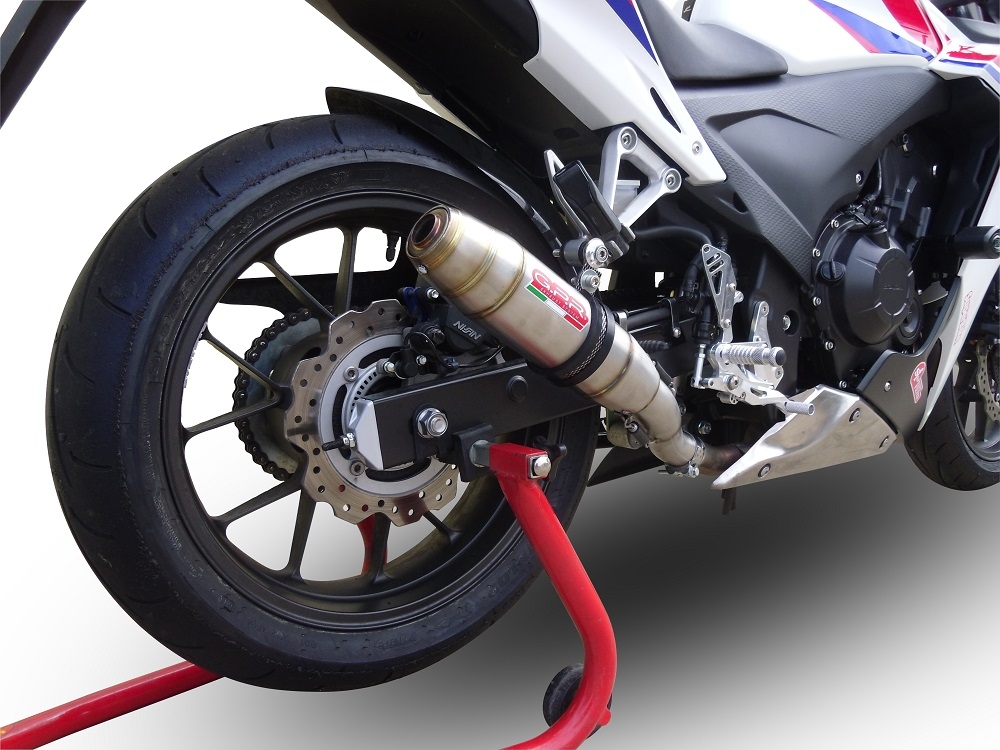 Pot echappement compatible avec Honda Cbr 500 R 2023-2024, Deeptone Inox, Échappement légal, homologué,silencieux avec db killer amovible et tuyau de liaison spécifique 