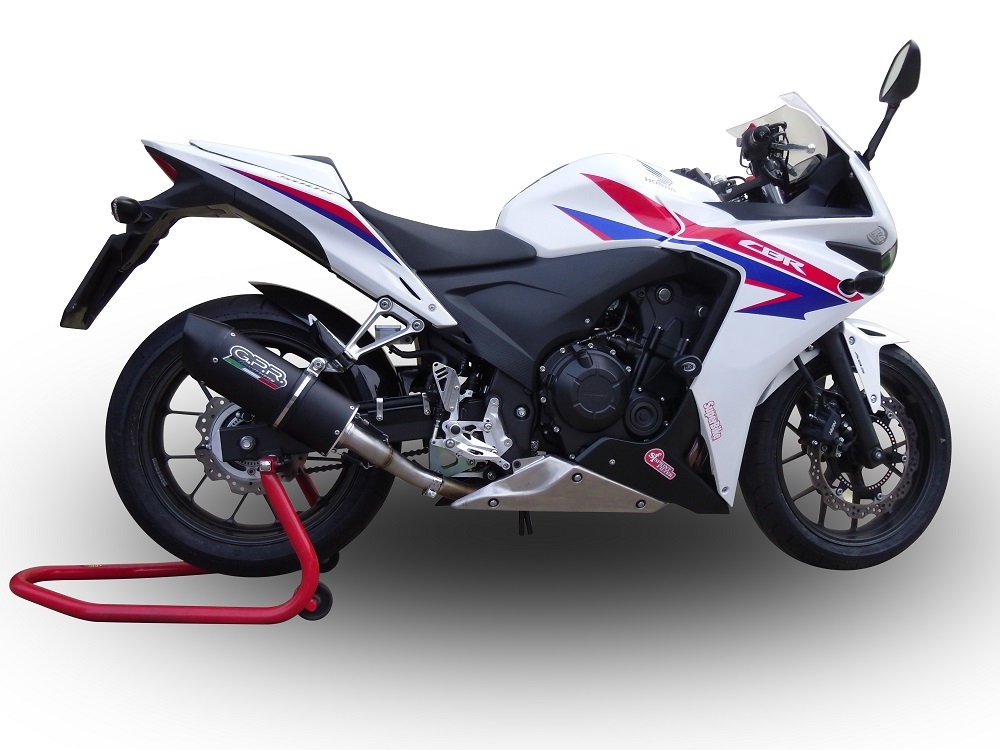 Pot echappement compatible avec Honda Cbr 500 R 2012-2018, Furore Nero, Échappement légal, homologué,silencieux avec db killer amovible et tuyau de liaison spécifique 