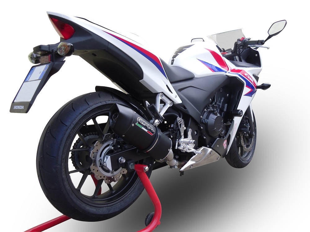 Pot echappement compatible avec Honda Cbr 500 R 2012-2018, Furore Nero, Échappement légal, homologué,silencieux avec db killer amovible et tuyau de liaison spécifique 
