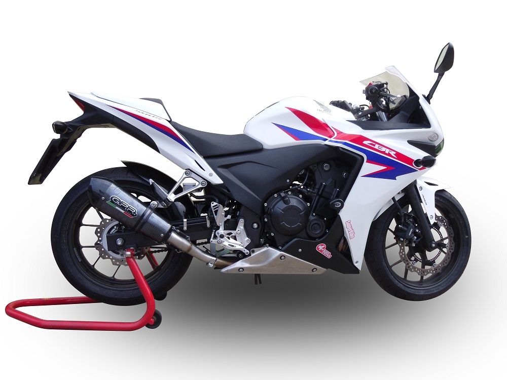Pot echappement compatible avec Honda Cbr 500 R 2023-2024, GP Evo4 Poppy, Échappement légal, homologué,silencieux avec db killer amovible et tuyau de liaison spécifique 