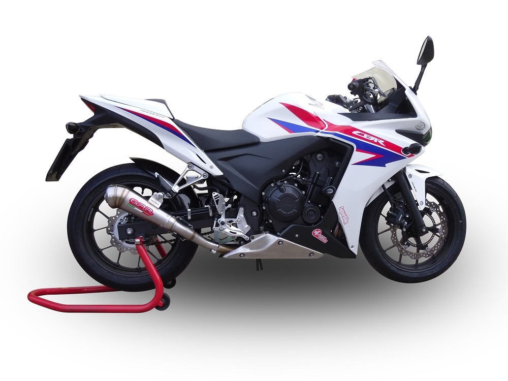 Pot echappement compatible avec Honda Cbr 500 R 2012-2018, Powercone Evo, Échappement légal, homologué,silencieux avec db killer amovible et tuyau de liaison spécifique 