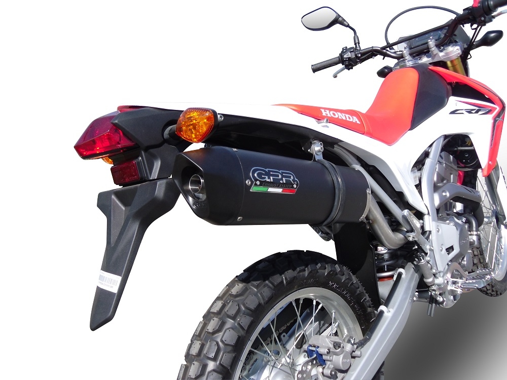 Pot echappement compatible avec Honda Crf 250 L 2013-2016, Furore Nero, Homologué et légal, système d'échappement complet avec catalyseur et db killer amovible 