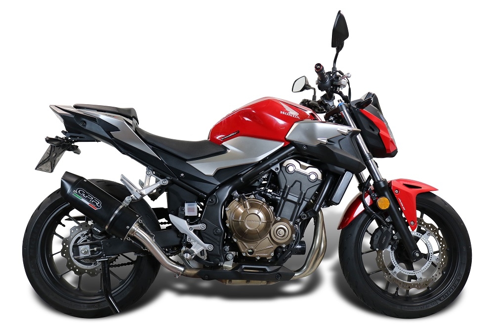 Pot echappement compatible avec Honda Cb 500 F 2016-2018, Furore Evo4 Nero, Échappement légal, homologué,silencieux avec db killer amovible et tuyau de liaison spécifique 