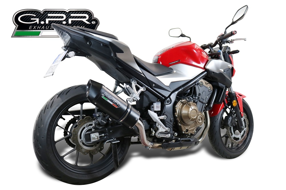 Pot echappement compatible avec Honda Cb 500 F 2016-2018, Furore Evo4 Nero, Échappement légal, homologué,silencieux avec db killer amovible et tuyau de liaison spécifique 