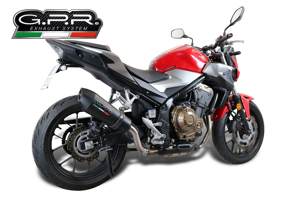 Pot echappement compatible avec Honda Cb 500 F 2021-2025, GP Evo4 Black Titanium, Échappement légal, homologué,silencieux avec db killer amovible et tuyau de liaison spécifique 