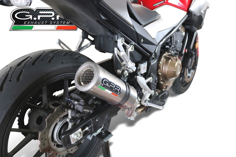 Pot echappement compatible avec Honda CB500 HORNET 2024-2025, M3 Titanium Natural, Échappement légal, homologué,silencieux avec db killer amovible et tuyau de liaison spécifique 