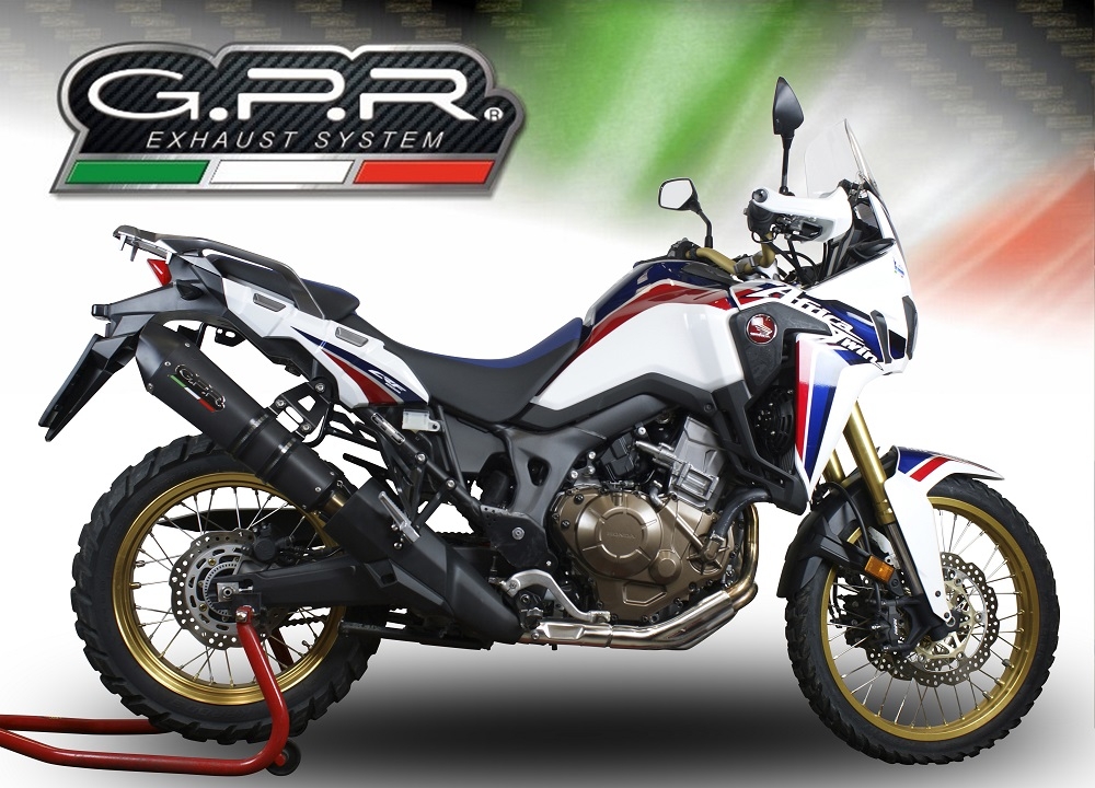 GPR pot echappement compatible avec  Honda Crf 1000 L Africa Twin 2015-2017, New Grand Prix Evo Black Titanium, Échappement légal, homologué,silencieux avec db killer amovible et tuyau de liaison spécifique 