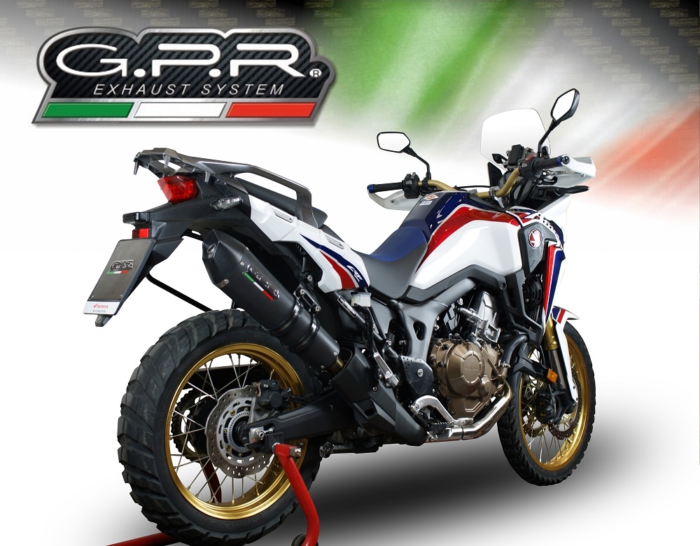 GPR pot echappement compatible avec  Honda Crf 1000 L Africa Twin 2015-2017, New Grand Prix Evo Black Titanium, Échappement légal, homologué,silencieux avec db killer amovible et tuyau de liaison spécifique 
