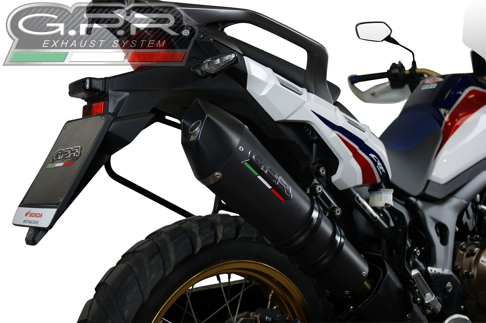 GPR pot echappement compatible avec  Honda Crf 1000 L Africa Twin 2015-2017, New Grand Prix Evo Black Titanium, Échappement légal, homologué,silencieux avec db killer amovible et tuyau de liaison spécifique 