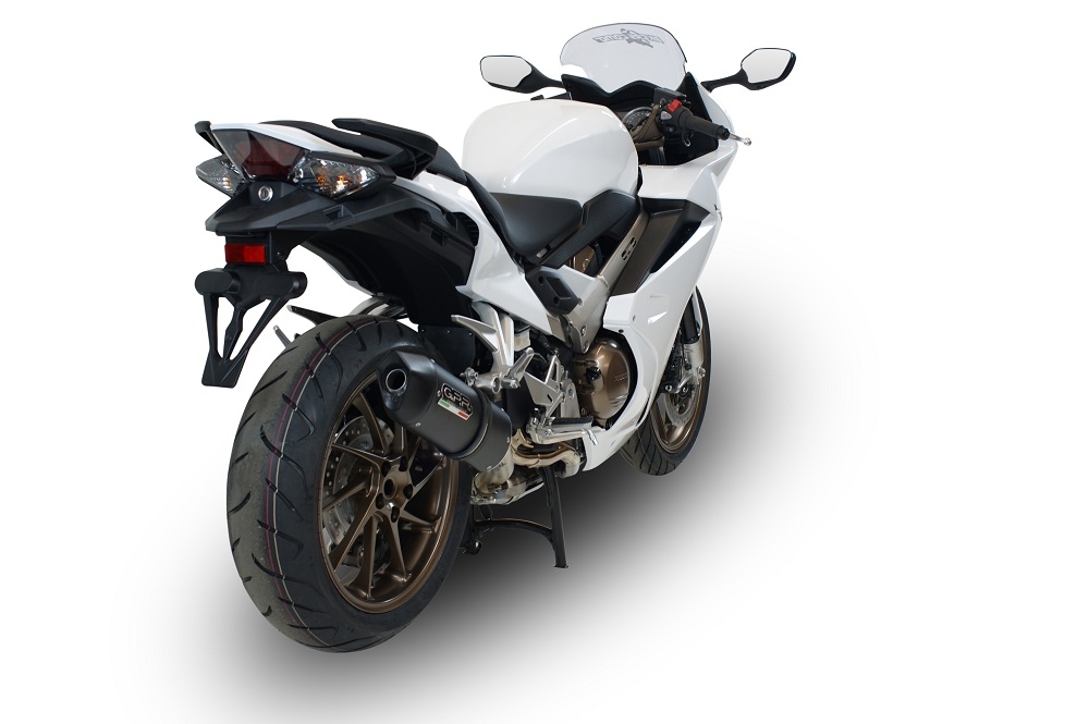 Pot echappement compatible avec Honda Vfr 800 F 2017-2020, Furore Evo4 Nero, Échappement légal, homologué,silencieux avec db killer amovible et tuyau de liaison spécifique 
