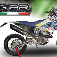 GPR pot echappement compatible avec  Husqvarna FE 350 2014-2016, Furore Poppy, Échappement légal, homologué,silencieux avec db killer amovible et tuyau de liaison spécifique 
