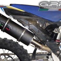 GPR pot echappement compatible avec  Husqvarna FE 350 2014-2016, Furore Nero, Échappement légal, homologué,silencieux avec db killer amovible et tuyau de liaison spécifique 