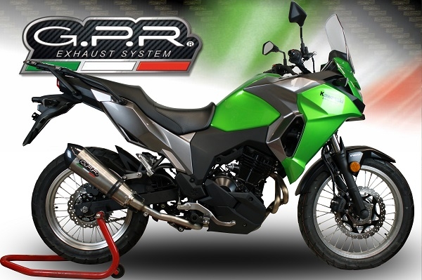 Pot echappement compatible avec Kawasaki Versys-X 300 2022-2023, GP Evo4 Titanium, Échappement légal, homologué,silencieux avec catalyseur, db killer amovible et tuyau de liaison spécifique 