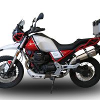 GPR pot echappement compatible avec  Moto Guzzi V85 TT 2019-2020, New Grand Prix Evo Titanium, Échappement légal, homologué,silencieux avec db killer amovible et tuyau de liaison spécifique 