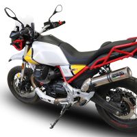Pot echappement compatible avec Moto Guzzi V85 TT 2021-2024, M3 Titanium Natural, Échappement légal, homologué,silencieux avec db killer amovible et tuyau de liaison spécifique 