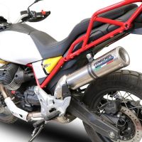 Pot echappement compatible avec Moto Guzzi V85 TT 2021-2024, M3 Titanium Natural, Échappement légal, homologué,silencieux avec db killer amovible et tuyau de liaison spécifique 