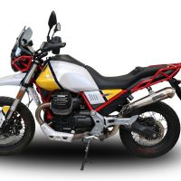 Pot echappement compatible avec Moto Guzzi V85 TT 2021-2024, Powercone Evo, Échappement légal, homologué,silencieux avec db killer amovible et tuyau de liaison spécifique 