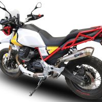 Pot echappement compatible avec Moto Guzzi V85 TT 2021-2024, Powercone Evo, Échappement légal, homologué,silencieux avec db killer amovible et tuyau de liaison spécifique 