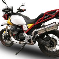 Pot echappement compatible avec Moto Guzzi V85 TT 2021-2024, Trioval, Échappement légal, homologué,silencieux avec db killer amovible et tuyau de liaison spécifique 