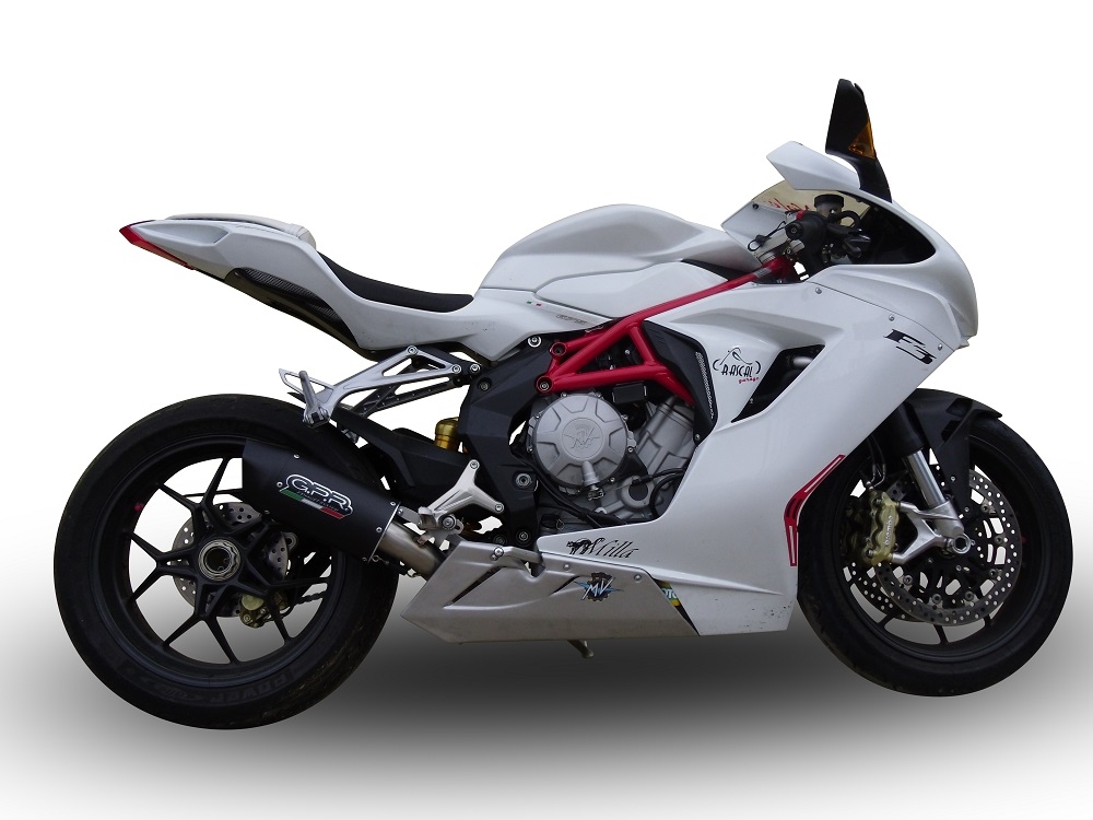 Pot echappement compatible avec Mv Agusta Brutale 675 2012-2015, Furore Nero, Échappement légal, homologué,silencieux avec db killer amovible et tuyau de liaison spécifique 
