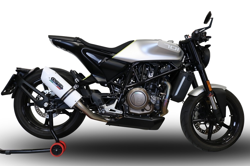 Pot echappement compatible avec Husqvarna Svartpilen 701 2018-2020, Albus Evo4, Échappement légal, homologué,silencieux avec db killer amovible et tuyau de liaison spécifique 