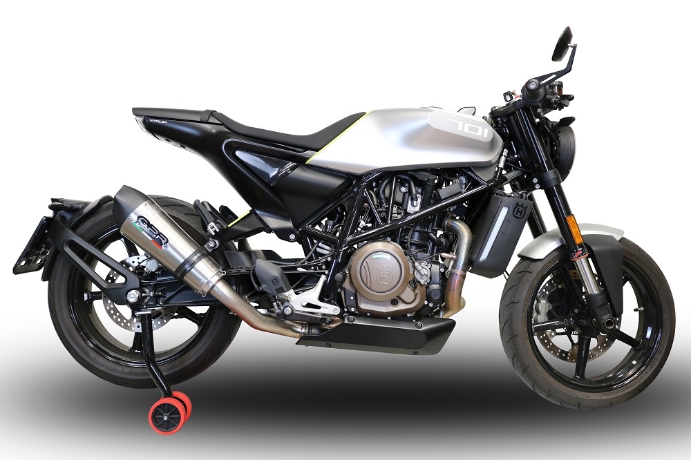 GPR pot echappement compatible avec  Husqvarna Svartpilen 701 2018-2020, New Grand Prix Evo Titanium, Échappement légal, homologué,silencieux avec db killer amovible et tuyau de liaison spécifique 