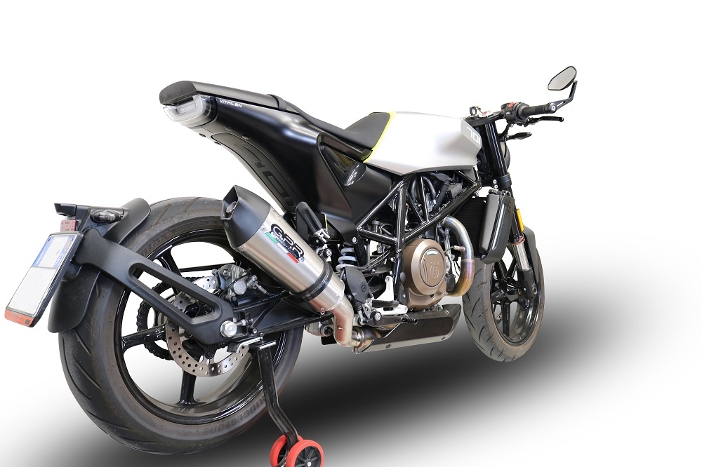 GPR pot echappement compatible avec  Husqvarna Svartpilen 701 2018-2020, New Grand Prix Evo Titanium, Échappement légal, homologué,silencieux avec db killer amovible et tuyau de liaison spécifique 