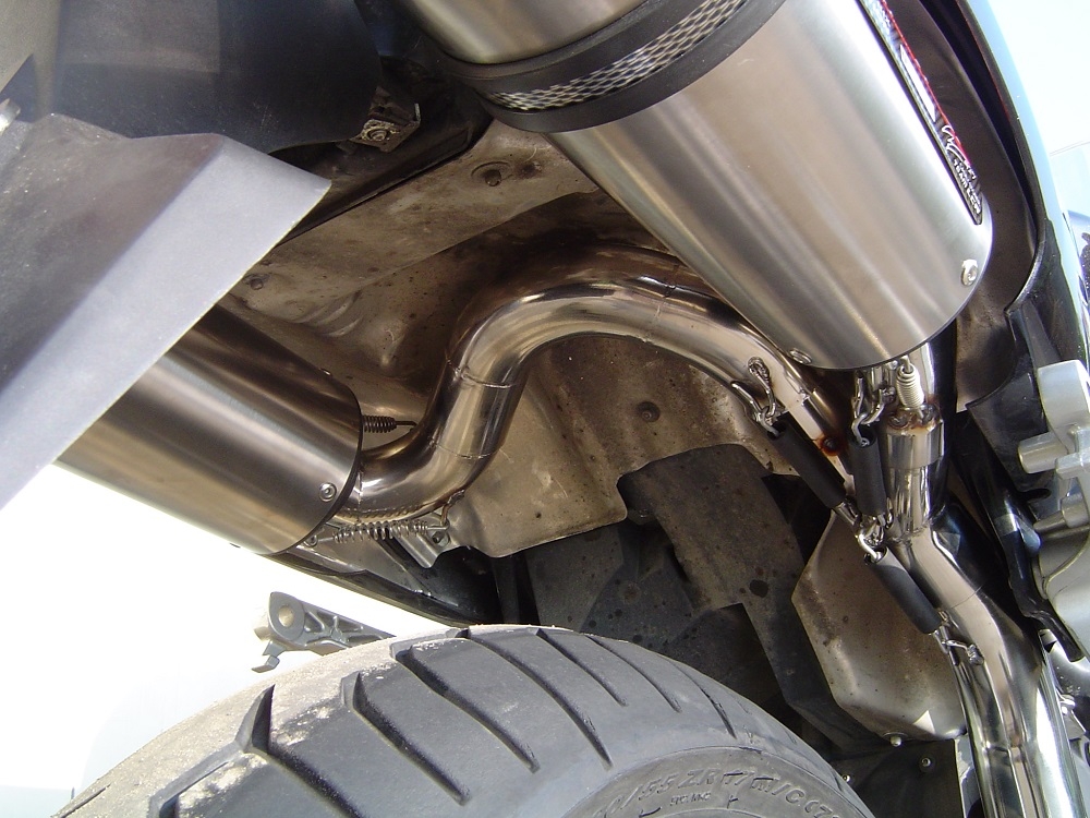 Pot echappement compatible avec Honda Vfr 800 V-Tec 2002-2013, M3 Titanium Natural, Paire de pot d'échappement homologuées, livrées avec db killer amovible et raccords spécifiques 