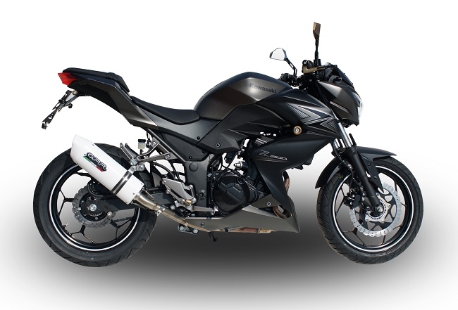 Pot echappement compatible avec Kawasaki Z 300 2014-2017, Albus Ceramic, Échappement légal, homologué,silencieux avec db killer amovible et tuyau de liaison spécifique 