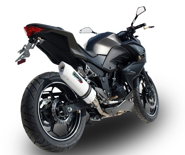 Pot echappement compatible avec Kawasaki Z 300 2014-2017, Albus Ceramic, Échappement légal, homologué,silencieux avec db killer amovible et tuyau de liaison spécifique 