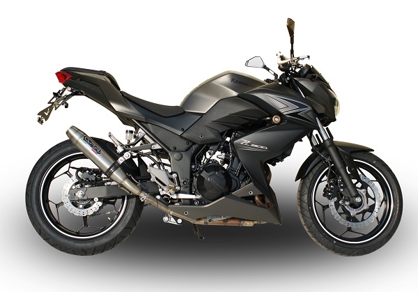 Pot echappement compatible avec Kawasaki Z 300 2014-2017, Deeptone Inox, Pot échappement racing, avec les tuyaux de liaison, article sans homologation 