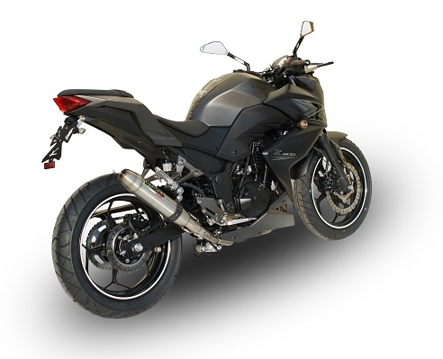 Pot echappement compatible avec Kawasaki Z 300 2014-2017, Deeptone Inox, Pot échappement racing, avec les tuyaux de liaison, article sans homologation 